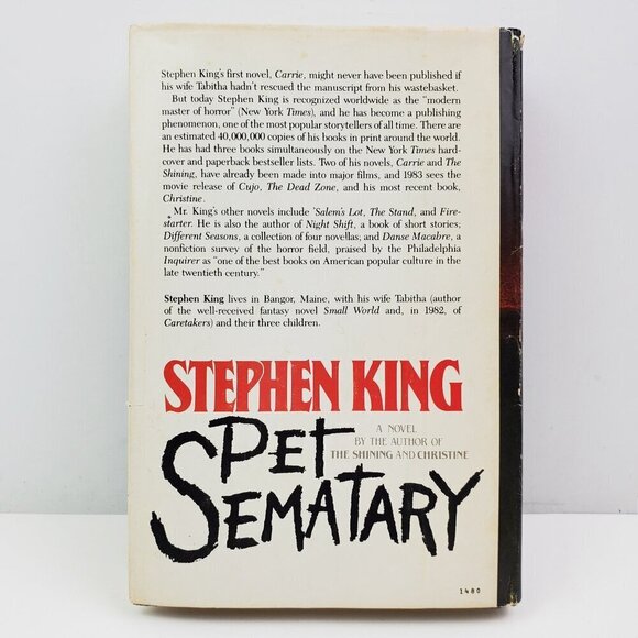 Pet Sematary Stephen King BCE Book Club Edition Hardcover 1983 HCDJ N47 Gutter - Picture 2 of 12